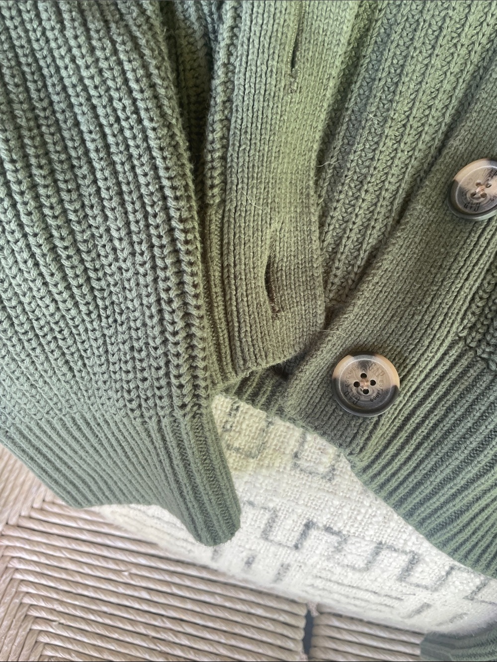 GAP Olive Ribbed Button-Front Cardigan - Picture 6 of 7
